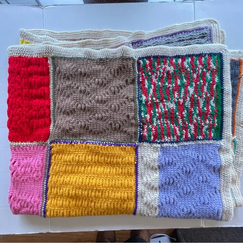 Handmade Multicolor Patchwork Crochet Throw Blanket - Assorted Colors